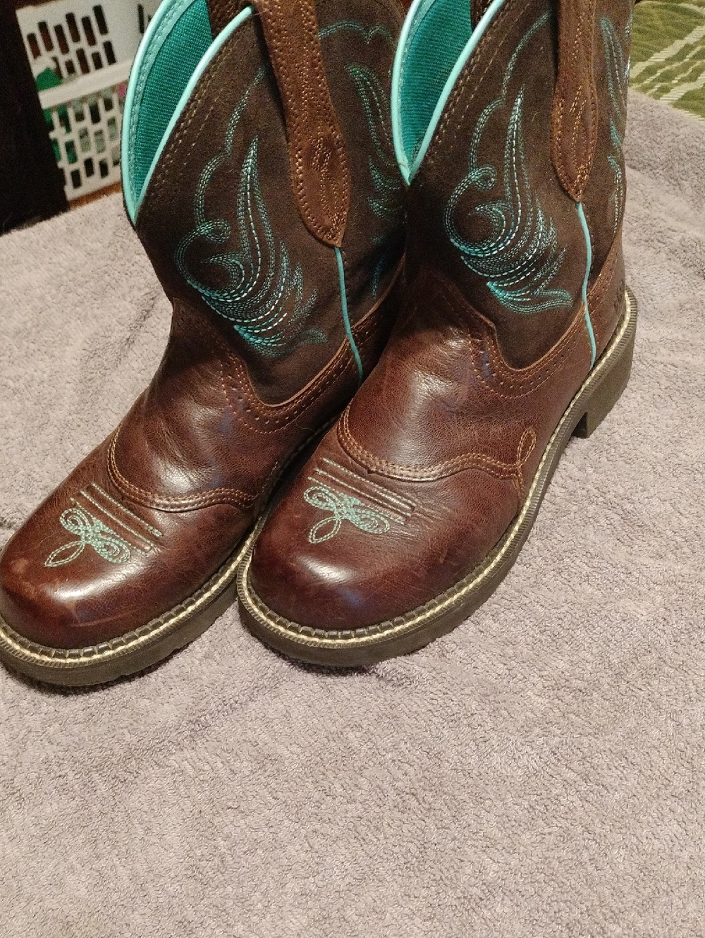 Ariat Brown Boots with Turquoise Interior